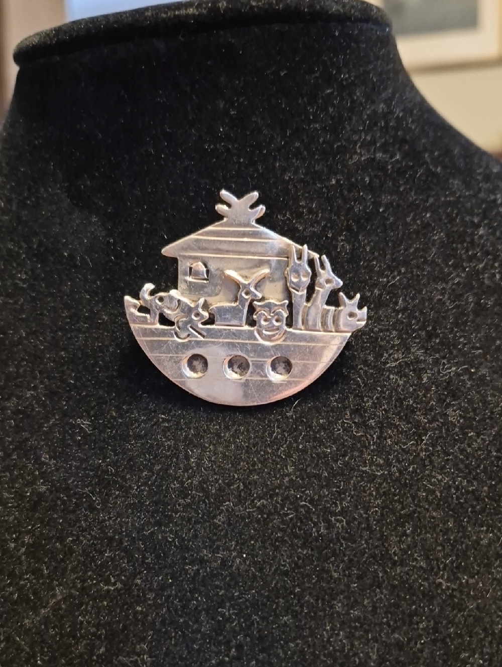 Sterling Silver Noah's Ark Pin Brooch/ Charm
